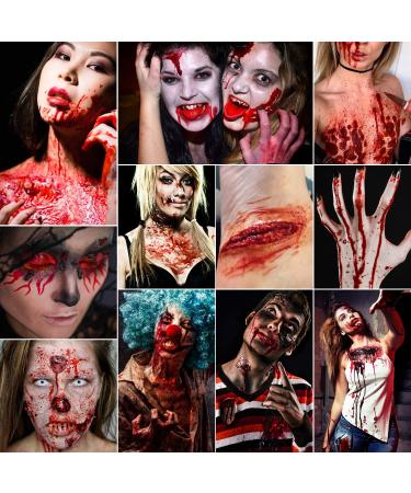 Fake Blood Makeup Kit - Washable Spray, Coagulated & Stage Blood Set - Halloween Face & Body Paint for Vampire, Zombie, Clown - 4pcs - Buy Online on SooperMarket.com