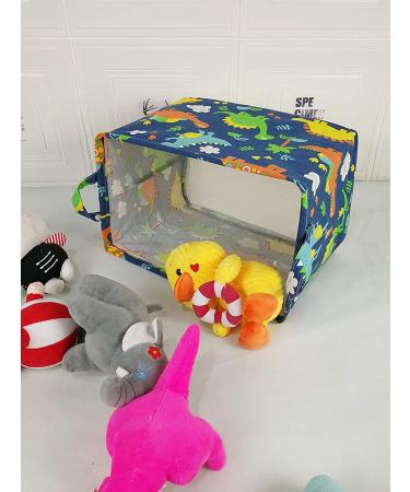 ACMUUNI REC Canvas Laundry Hamper with Handles - Waterproof Cotton Storage Organizer for Kids Toys - Blue Dinosaur Design - Buy Online on SooperMarket.com