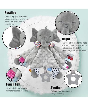 UNMOT Baby Comforter Blanket - Elephant Soft Security Blanket with Teether - Grey - Buy Online on SooperMarket.com