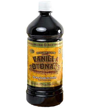 Mexican Vanilla Totonac’s - 33.2 Oz (1 Lt) Bottle - Pure Vanilla Extract Pure Vanilla (Amber) 33.2 Fl Oz (Pack of 1)