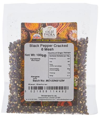 Old India Black Pepper Cracked 6 Mesh 100g 100 g (Pack of 1)