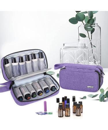 LUXJA Essential Oil Carrying Case - Portable Double-Layer Organizer for 12 Bottles (5ml-15ml) and Roller Bottles - Purple - Buy Online on SooperMarket.com