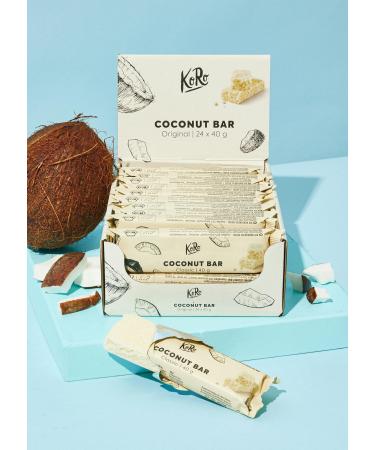 KoRo - Organic Coconut Bar Classic 24 x 40 g - Bar made from coconut and rice syrup - Only two ingredients - Source of fibre - Vegan snack