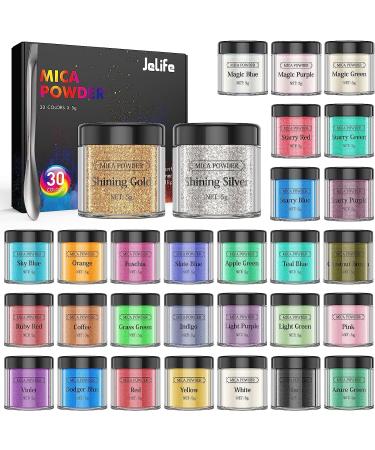 30 Colors Mica Powder for Epoxy Resin - Natural Pigment Dye for Cosmetics, Paint, Soap, Nail Polish, Candles & More - 5g Set - Buy Online on SooperMarket.com