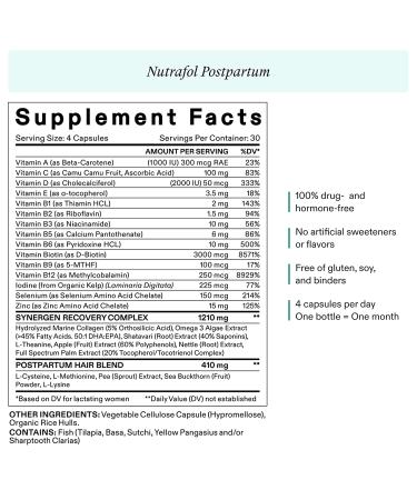 Nutrafol Postpartum Hair Growth Supplement for Thicker, Stronger Hair - Breastfeeding-friendly Ingredients - 1-Month Supply (120 Count) - Buy Online on SooperMarket.com