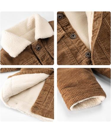 Volunboy Toddler Corduroy Sherpa Jacket | Warm Fleece Lining | Button Down Coat for Baby Boys/Girls 3-4 Years - Brown - Buy Online on SooperMarket.com