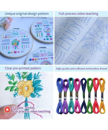ETSPIL Embroidery Kit for Beginners - Learn 33 Stitches, Includes Hoop, Color Threads & Easy Instructions - Buy Online on SooperMarket.com