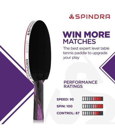 Spindra Ghost Performance Ping Pong Paddle - Dual Offensive Rubber, Durable Carry Case - Expert Table Tennis Racket for Winning Matches - Buy Online on SooperMarket.com