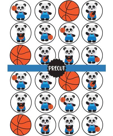 PRECUT Basketball Panda Edible Cupcake Toppers - Basketball Theme Premium Thickness SWEETENED VANILLA - wafer card disc cake decorations (Pack of 24) - Buy Online on SooperMarket.com