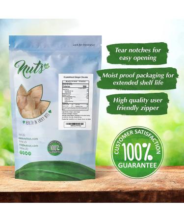 NUTS U.S. Unsulphured Crystallized Ginger Chunks - 3 LBS Resealable Bag, Fresh & Delicious Dried Gingers, No Artificial Colors - Buy Online on SooperMarket.com