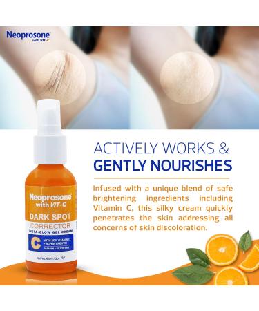 NEOPROSONE Vit C Dark Spot Corrector Gel Cream - Brightening Anti-Aging Solution for Face & Body - 60 ml / 2 fl oz - Remove Dark Spots & Even Skin Tone - Buy Online on SooperMarket.com