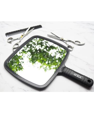 Xnicx Professional Hand Mirror - Barbers Shaving Salon Tool for Travel and Festivals - Compact Black Mirror with Handle - Buy Online on SooperMarket.com
