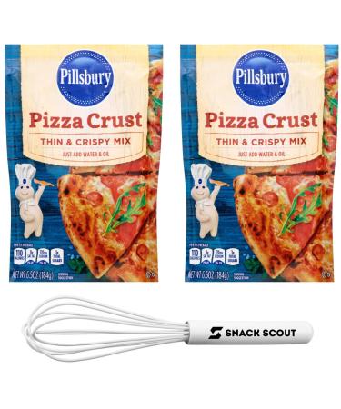 Pillsbury Thin and Crispy Pizza Crust Mix 6.5 Oz Pouch (Pack of 2) Bundle With Snack Scout Whisk