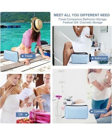 MAANGE Small Waterproof PU Leather Makeup Bag for Women - Light Blue - Buy Online on SooperMarket.com
