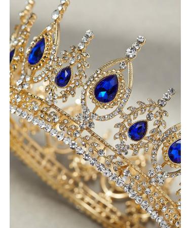 SweetV Royal Blue Queen Crown Wedding Tiara for Bride - Rhinestone Tiaras and Crowns for Women, Costume Headpiece for Birthday, Cosplay, Party Celebration - Bailey - Buy Online on SooperMarket.com