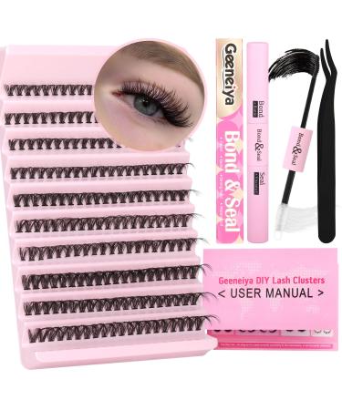 200Pcs Lash Extension Kit DIY Eyelash Extension Kit D Curl Cluster Lashes Individual Eyelashes with Waterproof Lash Bond and Seal Glue  Professional Eyelash Tweezers DIY at Home  User Manual for Beginners (40P-D-8-18MM)