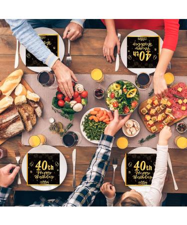40 Black & Gold Birthday Napkins - Elegant 33x33cm Party Supplies for Men & Women - Perfect for 40th Birthday Decorations - Buy Online on SooperMarket.com