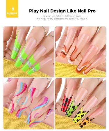 BURANO Gel Nail Polish Liner - Silver & Gold Nail Art - 8ml with Thin Brush - Glitter Curing Required - Buy Online on SooperMarket.com