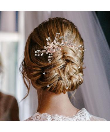 14 Pieces Wedding Hair Clips Set - Bridal Pearl & Rhinestone Barrettes in Rose Gold and Silver | Bridesmaid Hair Accessories - Buy Online on SooperMarket.com