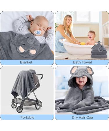 ZXK CO Hooded Baby Bath Towel with Elephant Hood | Absorbent Baby Towel & Flannels Blanket Set | Personalised Baby Gifts - Buy Online on SooperMarket.com