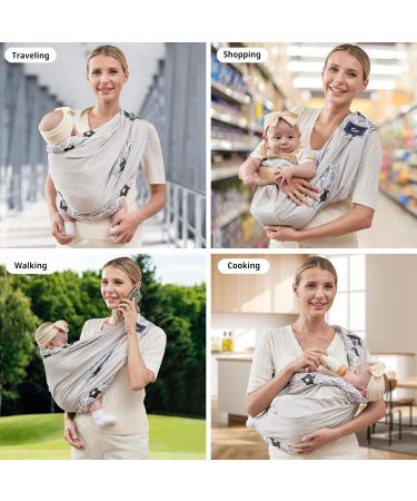 CUBY Natural Cotton Baby Carrier | Extra Comfortable Sling for Newborns & Toddlers - Grey Bear Design - Buy Online on SooperMarket.com