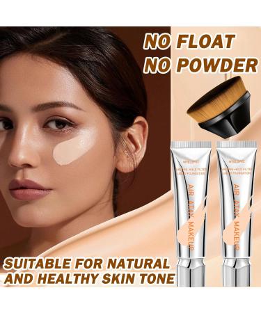Shop Waterproof Foundation Cream | Full Coverage Lightweight Makeup Kit with Brush - #02 - Long Lasting & Oil Control for Women | International Shipping - Buy Online on SooperMarket.com