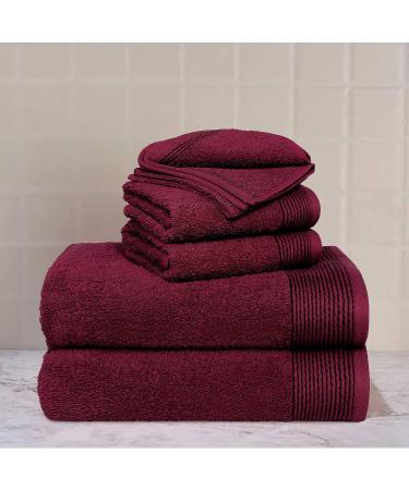 Belizzi Home 100% Cotton Ultra Soft 6-Piece Towel Set - Burgundy | Bath, Hand & Washcloth Towels | Compact, Lightweight & Highly Absorbent - Buy Online on SooperMarket.com