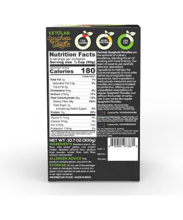 Ketolab Keto Noodles Spaghetti 300g 1 Pack 3.8g Net Carb & 11g High Protein/Serving Identical to Regular Noodles Ultra Low Carb For Keto Diet and Weight Loss Off-white 300.00 g (Pack of 1) - Buy Online on SooperMarket.com