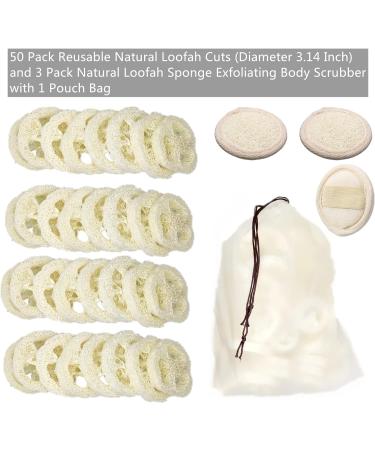 50Pcs Natural Loofah Slice Set for Cleaner Sponge Scrubber and DIY Soap Tools - Includes Exfoliating Pads and Storage Bag - Buy Online on SooperMarket.com