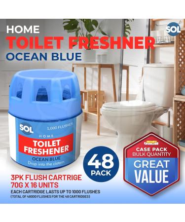 48pk Ocean Blue Toilet Fresheners 70g - 1000 Flushes, Limescale Prevention - Toilet Cistern Blocks - Buy Online on SooperMarket.com