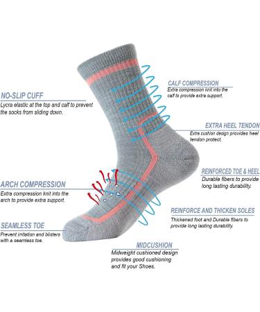 SOLAX Merino Wool Women's Hiking Crew Socks 3-Pack - Cushioned & Breathable for Trekking Outdoors | Medium Size - Buy Online on SooperMarket.com