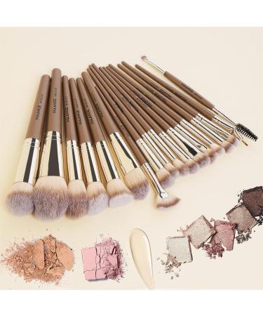 MAANGE 18 Pc Premium Synthetic Makeup Brush Set - Champagne | Professional Brushes for Foundation, Powder, Eyeliner & Eye Shadow - Buy Online on SooperMarket.com