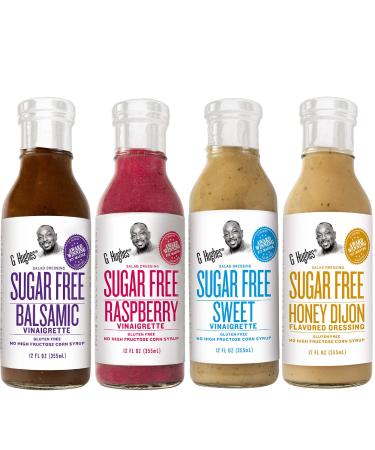 G. Hughes Sugar Free Salad Dressing Bundle including (4-pack Honey Dijon, Sweet, Raspberry, and Balsamic) 12 Fl Oz (Pack of 4)