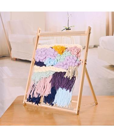 PURCOULEUR Weaving Loom Kit 25" H x 19" W Wooden Tapestry Looms with Extra-Large Frame Multi-Craft Knitting DIY Loom Art Crafts Supplies Develops Creativity Weaving Frame Loom with Stand for Beginner Old version - Buy Online on SooperMarket.com