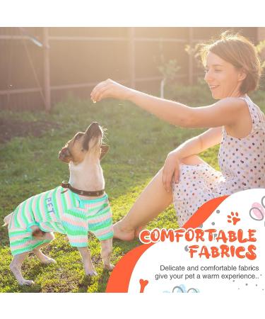 6-Piece Classic Striped Dog Pajama Set | Stretchable & Colorful | Soft Cotton Knitted Jumpsuit for Small Dogs & Cats | Warm & Lightweight Pet Clothes (Medium) - Buy Online on SooperMarket.com