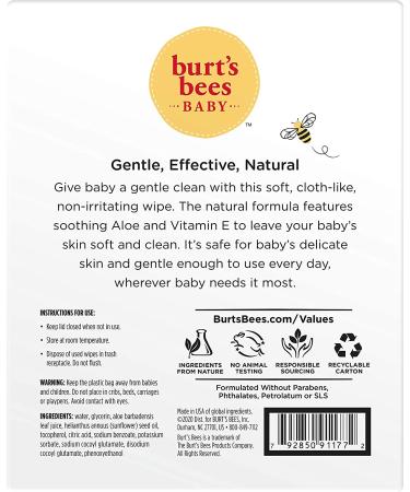 Burt's Bees Unscented Baby Wipes - 720 Count Pack, Hypoallergenic & All Natural with Aloe & Vitamin E - Fragrance Free Towelettes for Sensitive Skin - Buy Online on SooperMarket.com