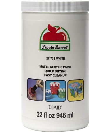 Apple Barrel White Acrylic Paint 32 Fl Oz (Pack of 1) 1 Quarts (Pack of 1) White