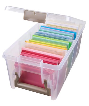 ArtBin 6925AB Semi Satchel with 3 Removable Dividers Portable Art & Craft Organizer with Handle 1 Plastic Storage Case Clear Gold Dividers