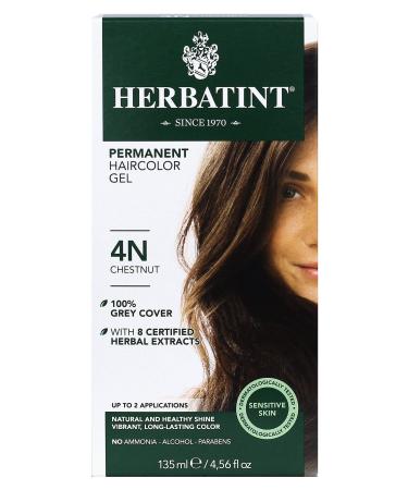 Herbatint Permanent Haircolor Gel, 4N Chestnut, Alcohol Free, Vegan, 100% Grey Coverage - 4.56 oz 4N Chestnut 4.56 Fl Oz (Pack of 1)