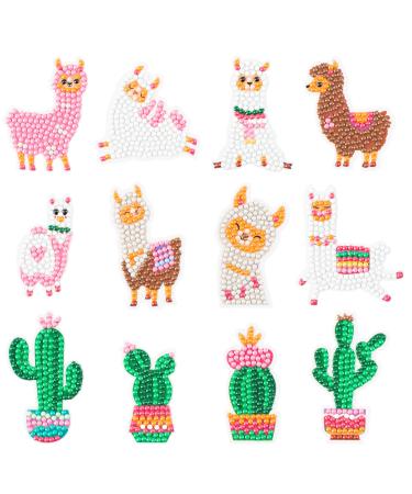 OSNIE 12 Pcs Llama Cactus 5D DIY Diamond Painting Kits for Kids and Adult Beginners  Creative Resin Rhinestone Diamonds Mosaic Stickers  Handmade Digital Paint by Numbers Art Craft Gifts Set