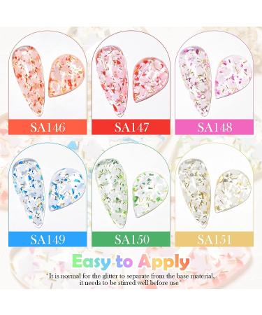 MEET ACROSS Flower Glitter Gel Nail Polish Set - 6 Pcs Diamond Sequins Jelly Gel Nail Polish Set for Nail Art Manicure - Buy Online on SooperMarket.com