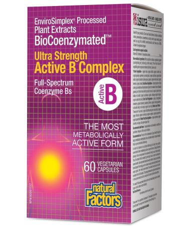 Natural Factors - Ultra Strength Active B Complex 60 v-caps - EnviroSimplex Processed Plant Extracts BioCoenzymated