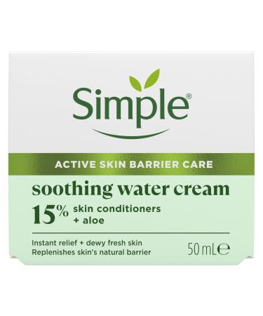 Simple Soothing Water Face Cream facial moisturiser with 15% skin conditioners aloe and ceramide boosters for a healthy skin barrier calms and hydrates dry sensitive skin 50 ml