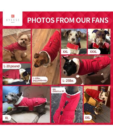 KYEESE Dog Cold Weather Coat | Windproof Padded Sherpa Warm Jacket for Large Dogs | Red XX-Large | Leash Hole | Dog Apparel - Buy Online on SooperMarket.com