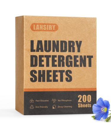 Laundry Detergent Sheets - 200 Sheets Fresh Linen Scent Washing Detergent Strips Compact Lightweight Liquidless Eco-Friendly Hypoallergenic Portable Soap Sheets for Save Space and Travel 200 Loads
