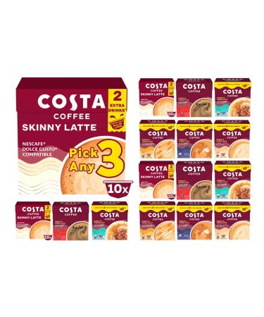 Costa Coffee Pods - Pick Any 3 Pack From 6 Flavours Including Costa Americano Skinny Latte Caramel Latte Latte Flat White & Cappuccino Pods