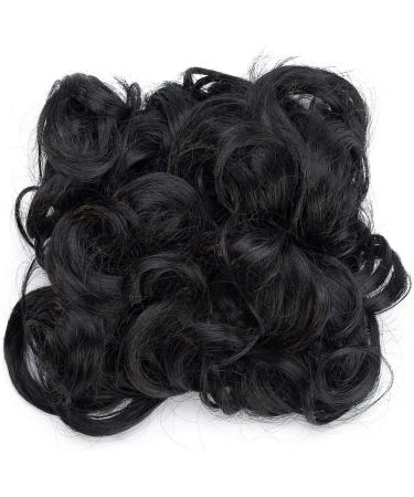 Dark Black Messy Curly Wavy Hair Extensions Bun Piece Up Do Drawstring Ponytail Clip in Comb Chignon - Buy Online on SooperMarket.com
