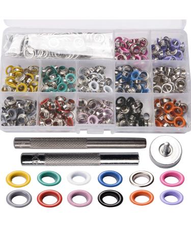 1/4 Inch Grommet Tool Kit Hotetey 360 Sets Multi-Color Metal Grommet Eyelets Kit with Installation Tools, 12 Colors