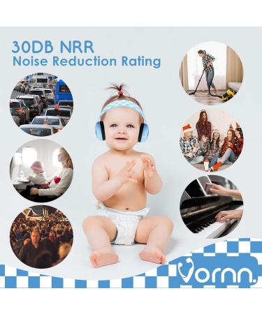 VORNN Silent Baby Ear Defenders - Noise Reduction Earmuffs for Kids 0-36 months - Adjustable Headband - UK Design (Blue) - Buy Online on SooperMarket.com