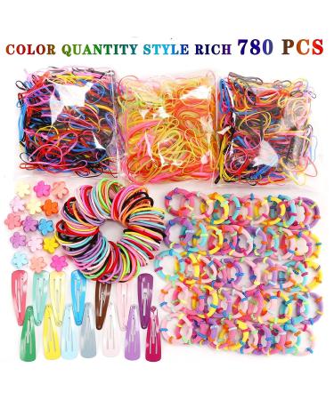 780 Pcs Girls Hair Clip & Tie Set - Colorful Ponytail Holders & Rubber Bands for Kids/Toddlers - Hair Accessories in Candy Colors - Buy Online on SooperMarket.com
